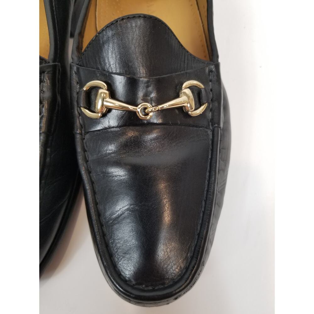 Cole Haan Men's Ascot II Black Leather Loafers Gold Horse Bit Casual Size 9 - Picture 6 of 10